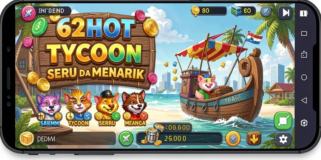 Tampilan gameplay seru dalam 62HOT yang penuh dengan strategi Tycoon.