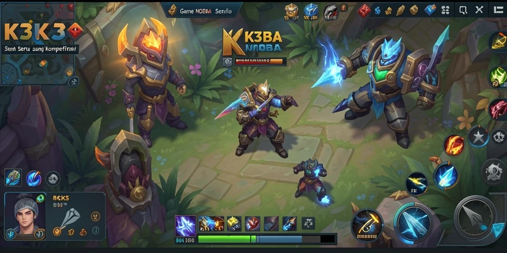 Tampilan seru gameplay K3K3 dalam pertempuran MOBA.