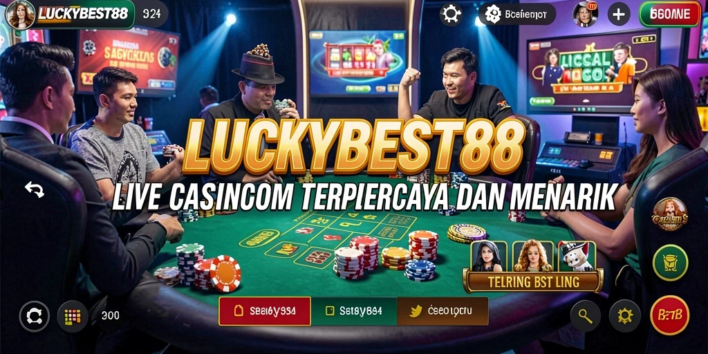 Screenshot LUCKYBEST88 menampilkan dealer yang sedang memandu permainan Live Casino.