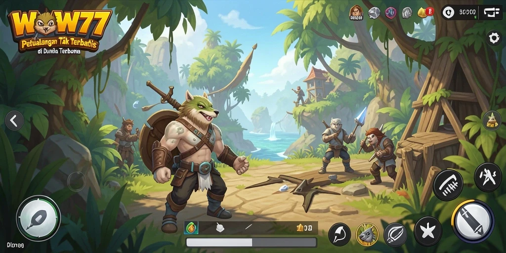 Screenshot gameplay WOW77 yang menunjukkan petualangan di dunia terbuka.