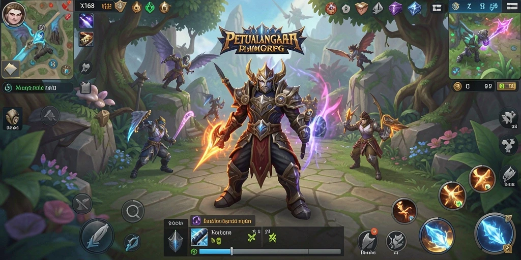 Tangkapan layar dari gameplay X168 yang menampilkan aksi seru di dunia MMORPG.